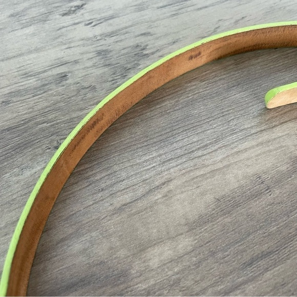 Vintage MCM Michael Cromer Lime Green Leather Skinny Belt - Picture 12 of 14
